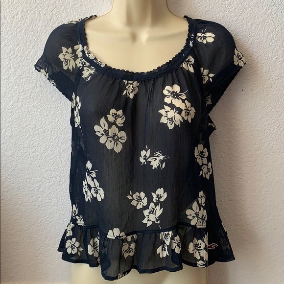 Hollister Tops - Hollister Floral Sheer Blouse